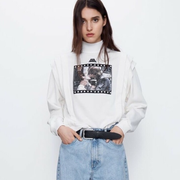 NEW Zara Star Wars Princess Leia Han Solo Mock Neck Sweatshirt Small - Picture 4 of 17